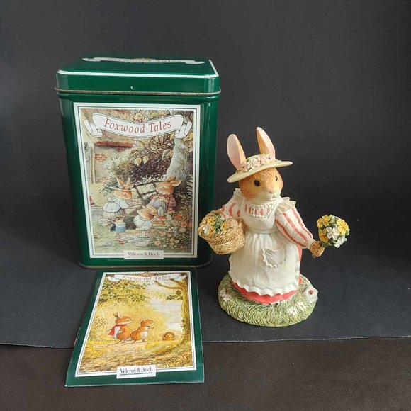 Foxwood Tales Villeroy & Boch 1994 Rue's Mum 12 Picnic at Foxwood w/ Tin Vintage - Picture 1 of 9